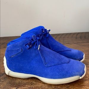 Nike Air Jordan 18 Retro Blue Suede Sneakers Shoes